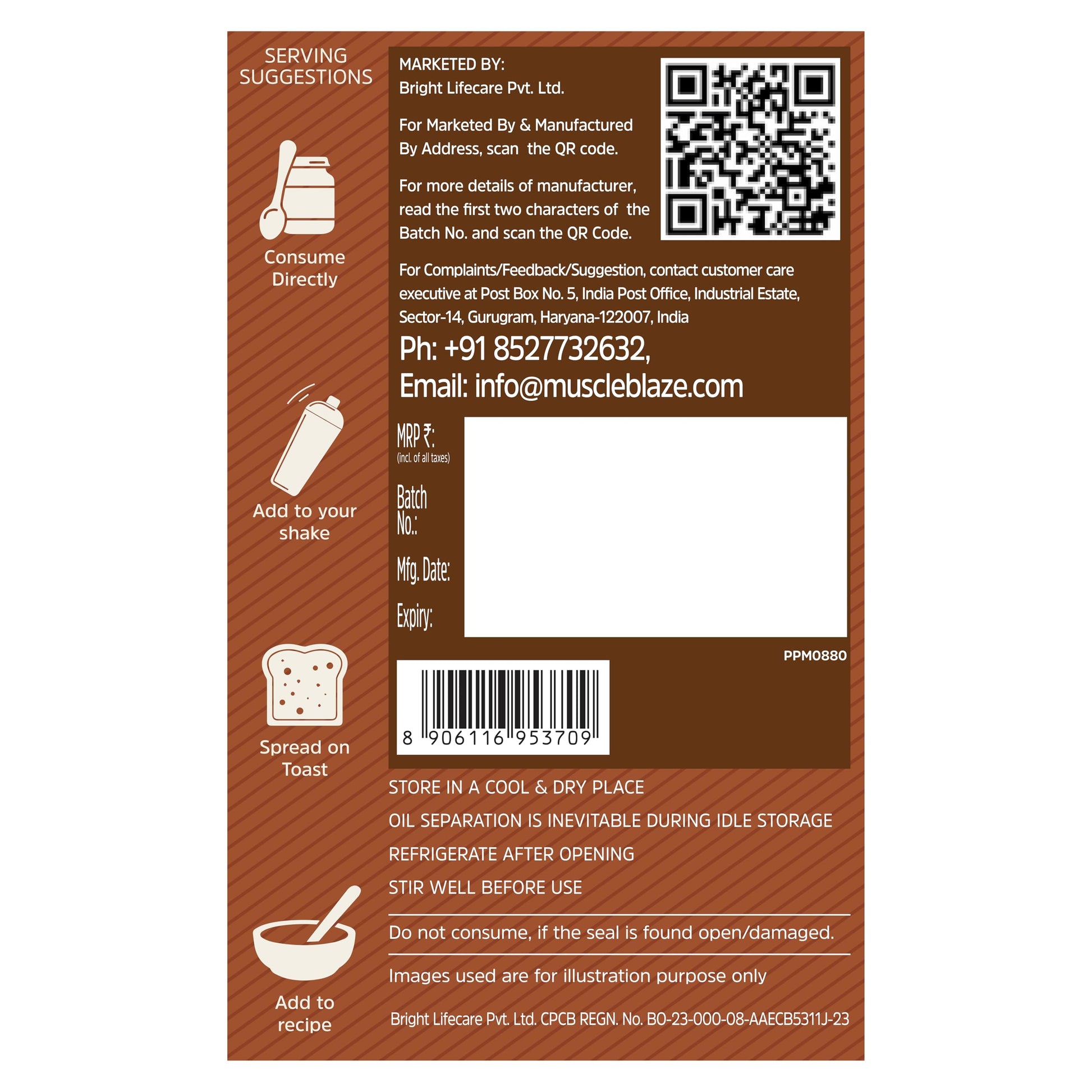 MuscleBlaze Fit Chocolate Peanut Butter, Crunchy, Dark Chocolate, 19g Protein, 10g Fiber, Nut Butter Spread - in use (15)