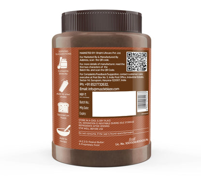 MuscleBlaze Fit Chocolate Peanut Butter, Crunchy, Dark Chocolate, 19g Protein, 10g Fiber, Nut Butter Spread - front view
