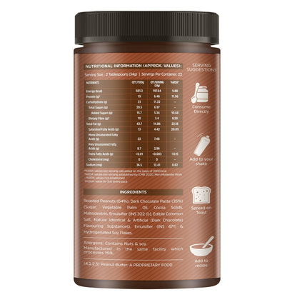 MuscleBlaze Fit Creamy Chocolate Peanut Butter, Roasted Peanut and Cocoa Spread - front view