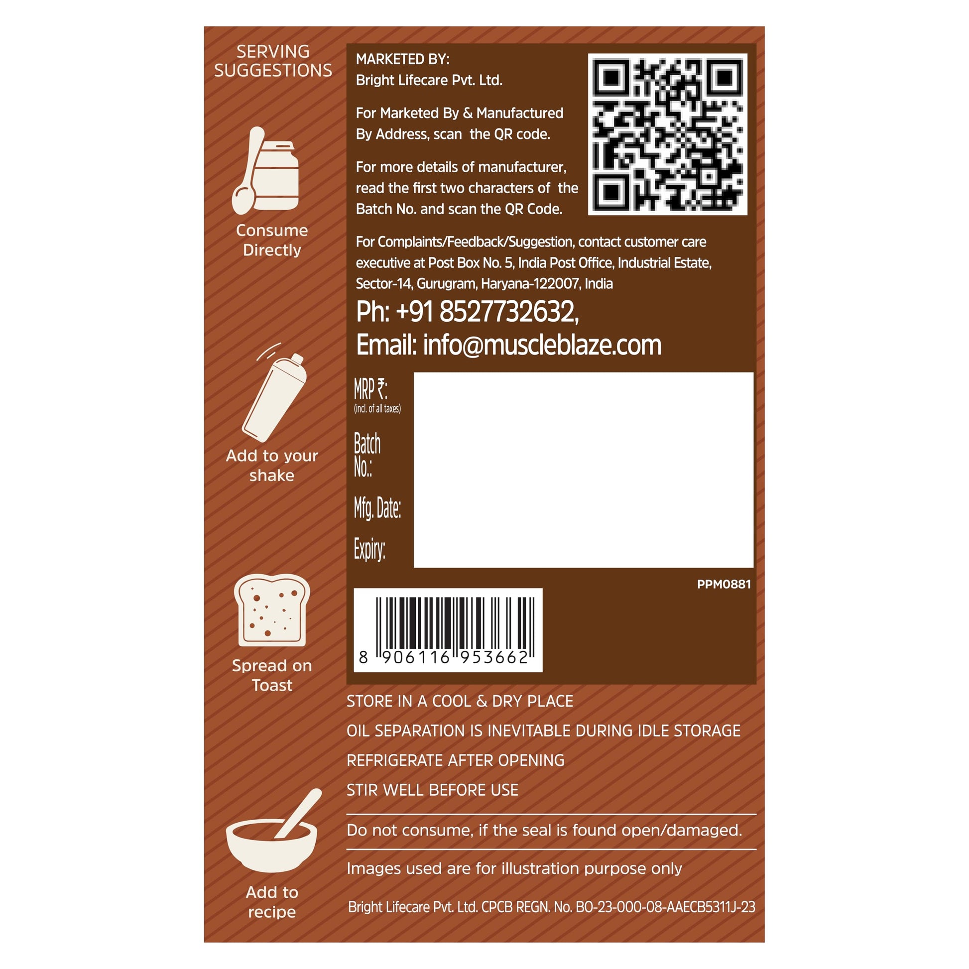 MuscleBlaze Fit Creamy Chocolate Peanut Butter, Roasted Peanut and Cocoa Spread - in use (16)