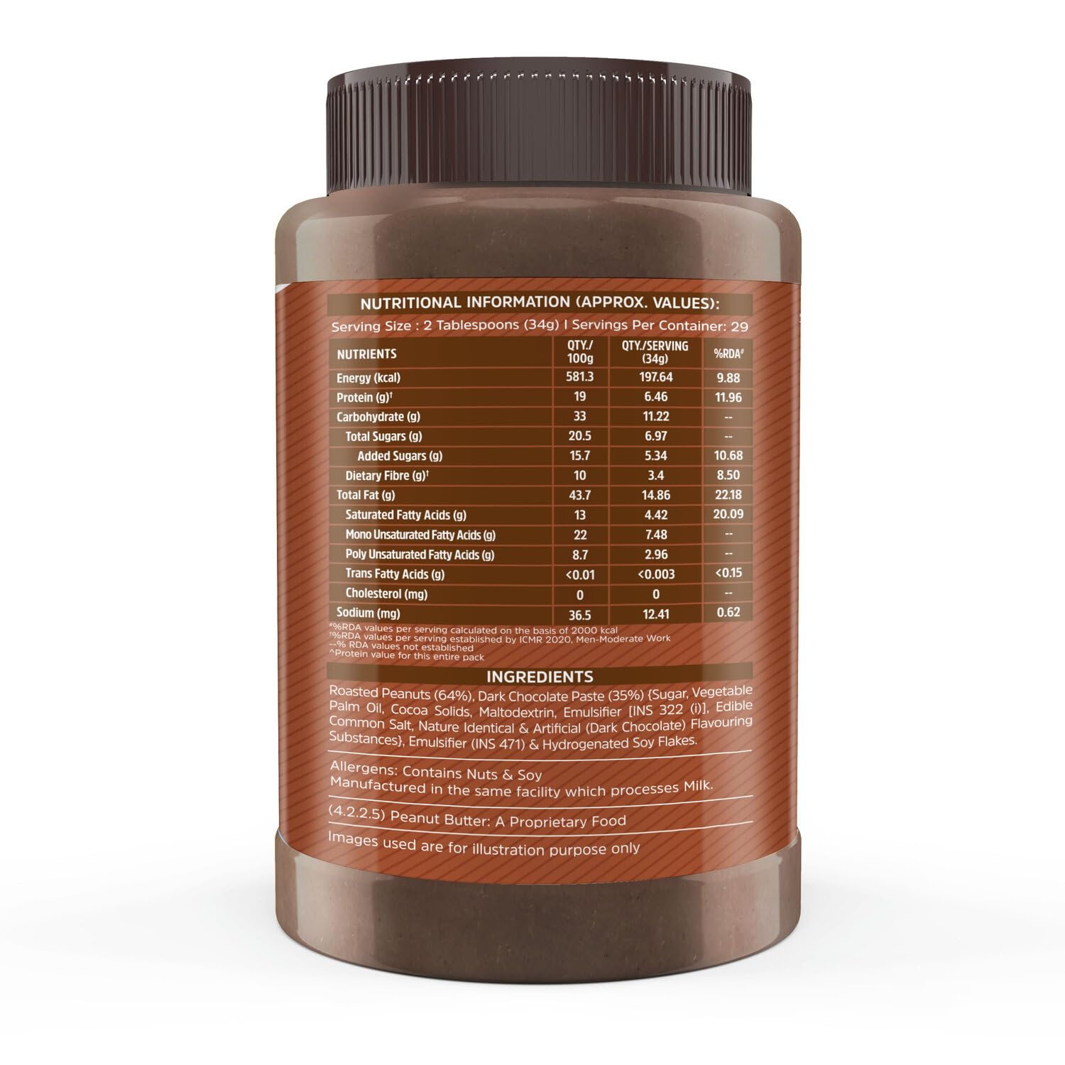 MuscleBlaze Fit Creamy Chocolate Peanut Butter, Roasted Peanut and Cocoa Spread - packaging