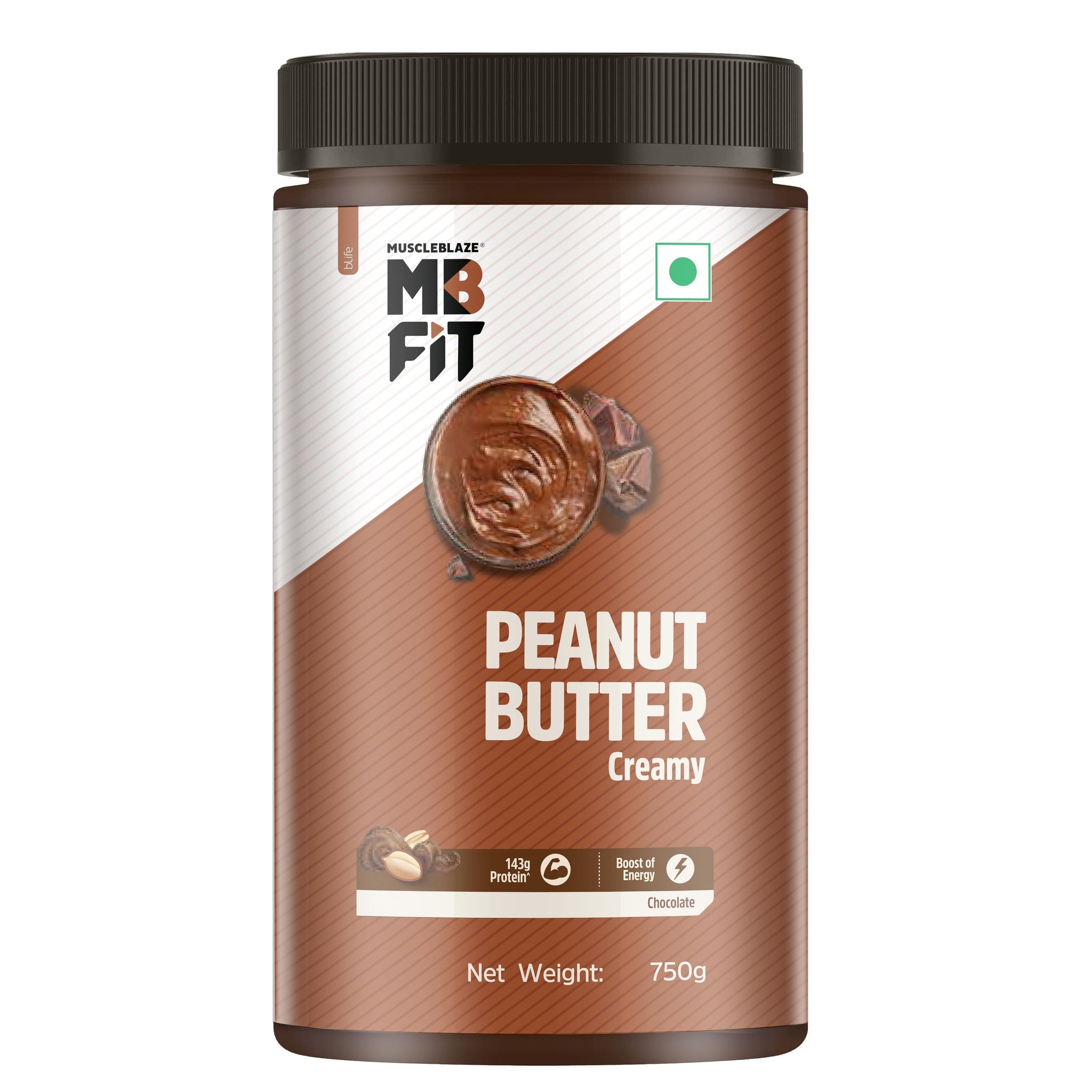 MuscleBlaze Fit Creamy Chocolate Peanut Butter, Roasted Peanut and Cocoa Spread (9)