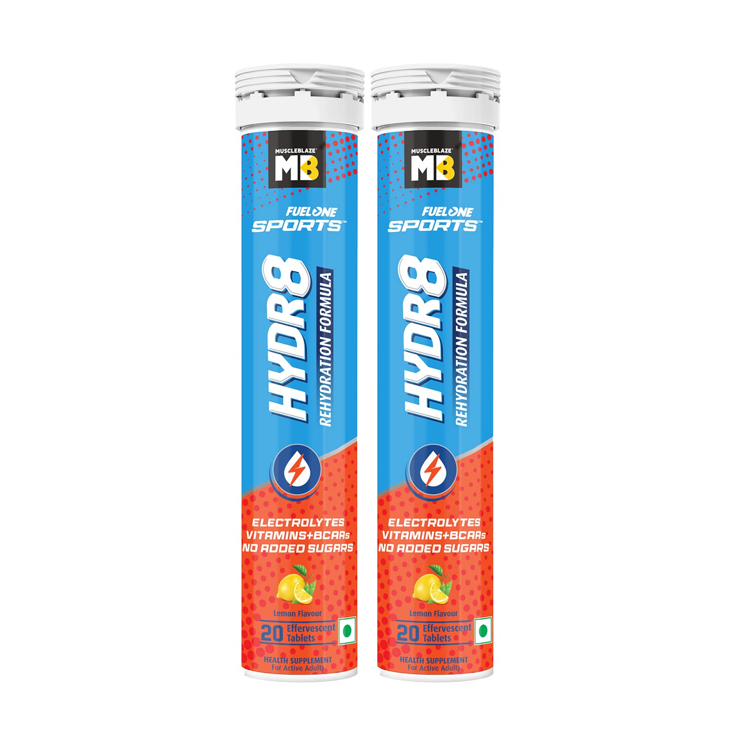 MuscleBlaze Fuel One Sports Hydr8 Electrolyte Supplement, 20 Effervescent Tablets, Unisex Adult (10)
