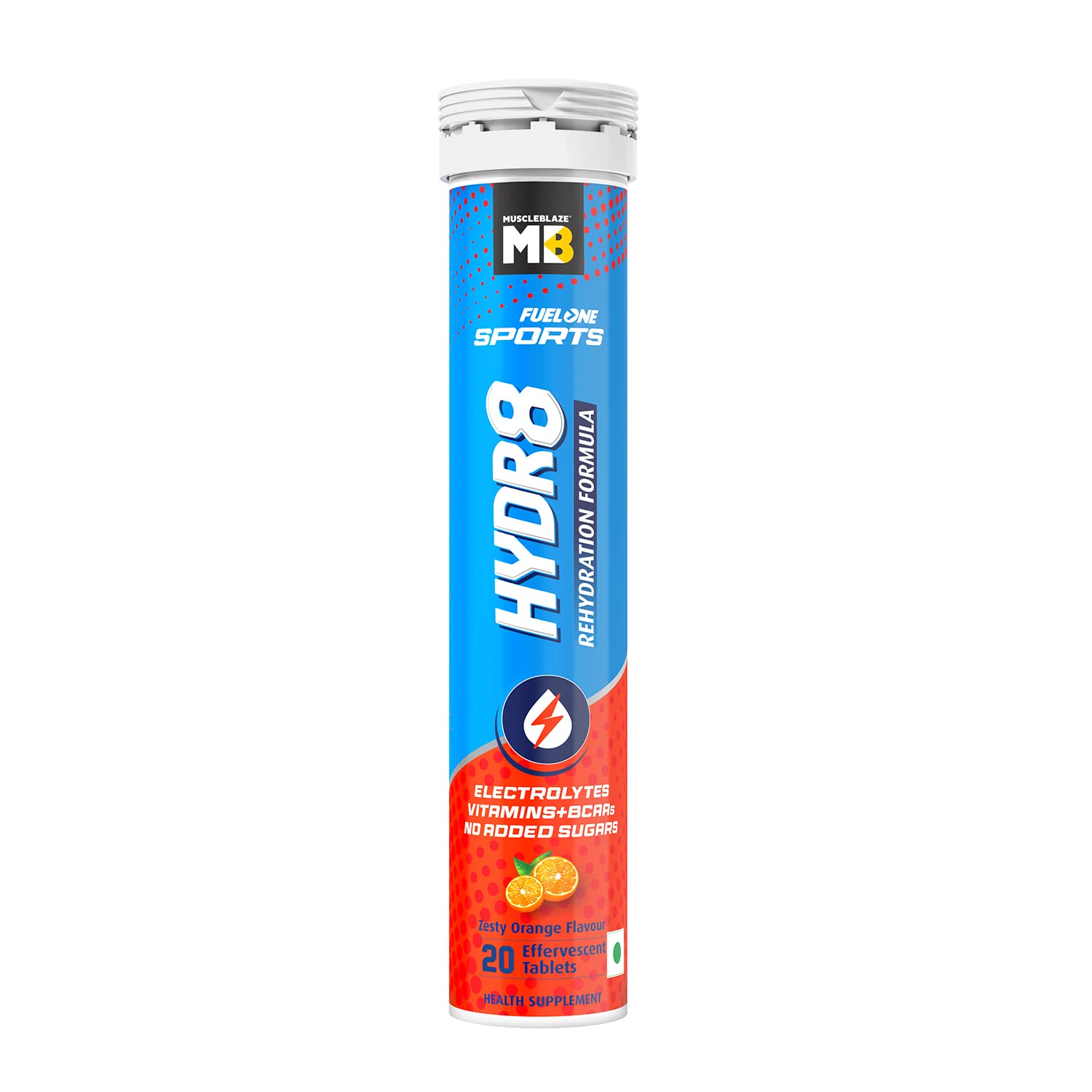 MuscleBlaze Fuel One Sports Hydr8 Electrolyte Supplement, 20 Effervescent Tablets, Unisex Adult (12)