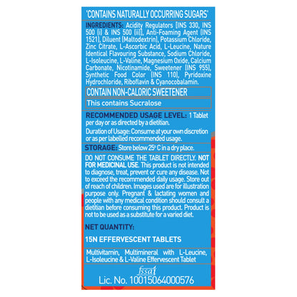 MuscleBlaze Fuel One Sports Hydr8 Electrolyte Supplement, 20 Effervescent Tablets, Unisex Adult - label detail (21)