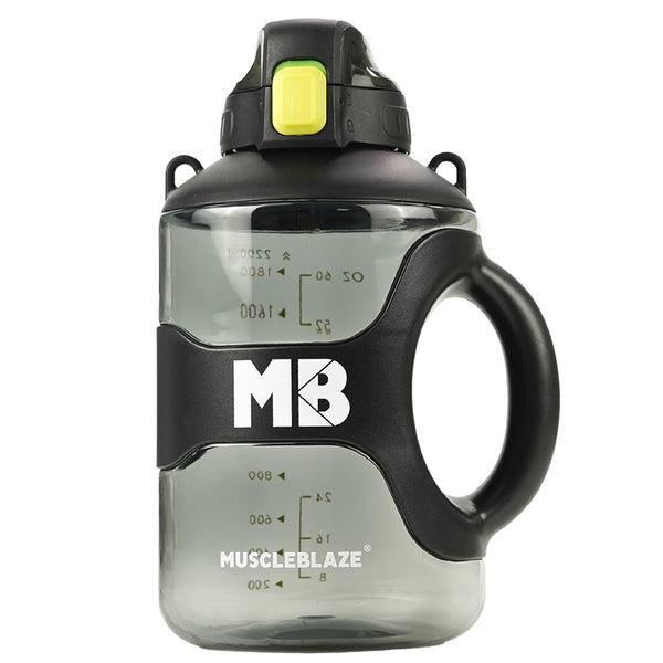 MuscleBlaze Gym Gallon Water Bottle, 2.2L, BPA-Free Plastic, Ergonomic Handle, Leakproof Lid, Unisex