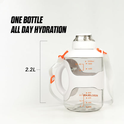 MuscleBlaze Gym Gallon Water Bottle, 2.2L, BPA-Free Plastic, Ergonomic Handle, Leakproof Lid, Unisex - close-up detail (12)