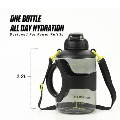 MuscleBlaze Gym Gallon Water Bottle, 2.2L, BPA-Free Plastic, Ergonomic Handle, Leakproof Lid, Unisex - close-up detail