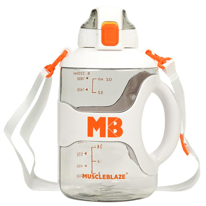 MuscleBlaze Gym Gallon Water Bottle, 2.2L, BPA-Free Plastic, Ergonomic Handle, Leakproof Lid, Unisex (8)
