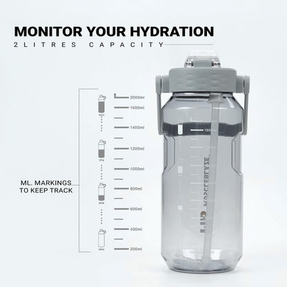 MuscleBlaze Gym Gallon Water Bottle, Grey, 2L, BPA-Free Plastic, Shaker Functionality - packaging