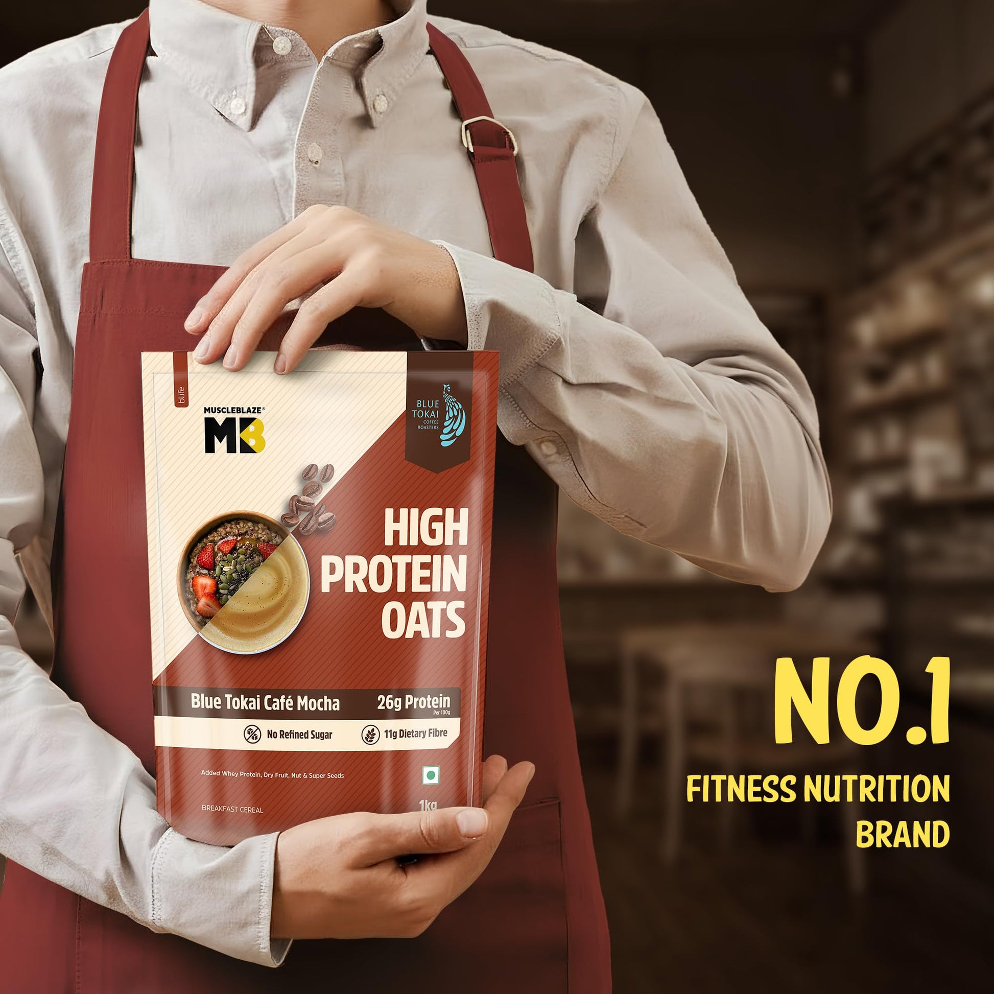 MuscleBlaze High Protein Oats, Blue Tokai Cafe Mocha, Whey Protein Enriched, Adult Formula - ingredients panel
