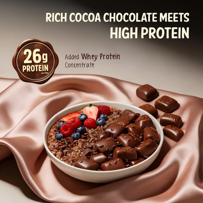 MuscleBlaze High Protein Oats, Cocoa Rich Chocolate Flavor, 400g, Whey Protein Concentrate, Breakfast Cereal - back view