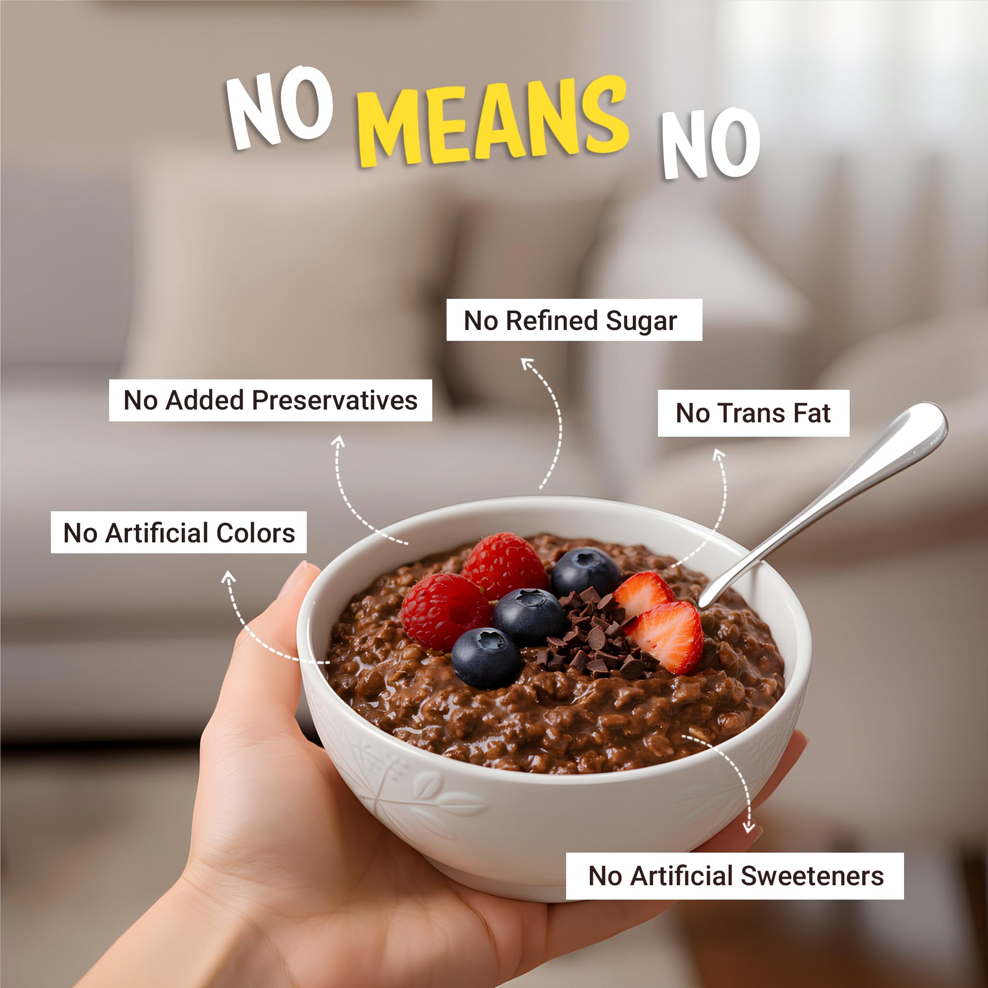 MuscleBlaze High Protein Oats, Cocoa Rich Chocolate Flavor, 400g, Whey Protein Concentrate, Breakfast Cereal - label detail