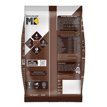 MuscleBlaze High Protein Oats, Cocoa Rich Chocolate Flavor, 400g, Whey Protein Concentrate, Breakfast Cereal - ingredients pa