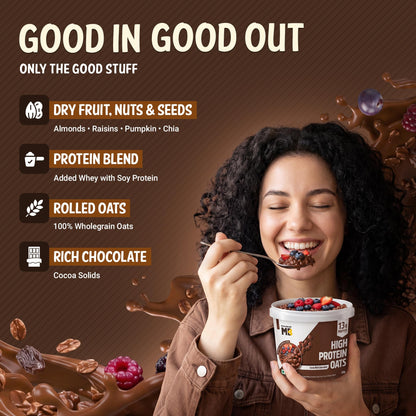 MuscleBlaze High Protein Oats with Whey Protein Concentrate, Cocoa Rich Chocolate Flavor, 50g Single Pack - back view