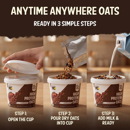 MuscleBlaze High Protein Oats with Whey Protein Concentrate, Cocoa Rich Chocolate Flavor, 50g Single Pack - label detail