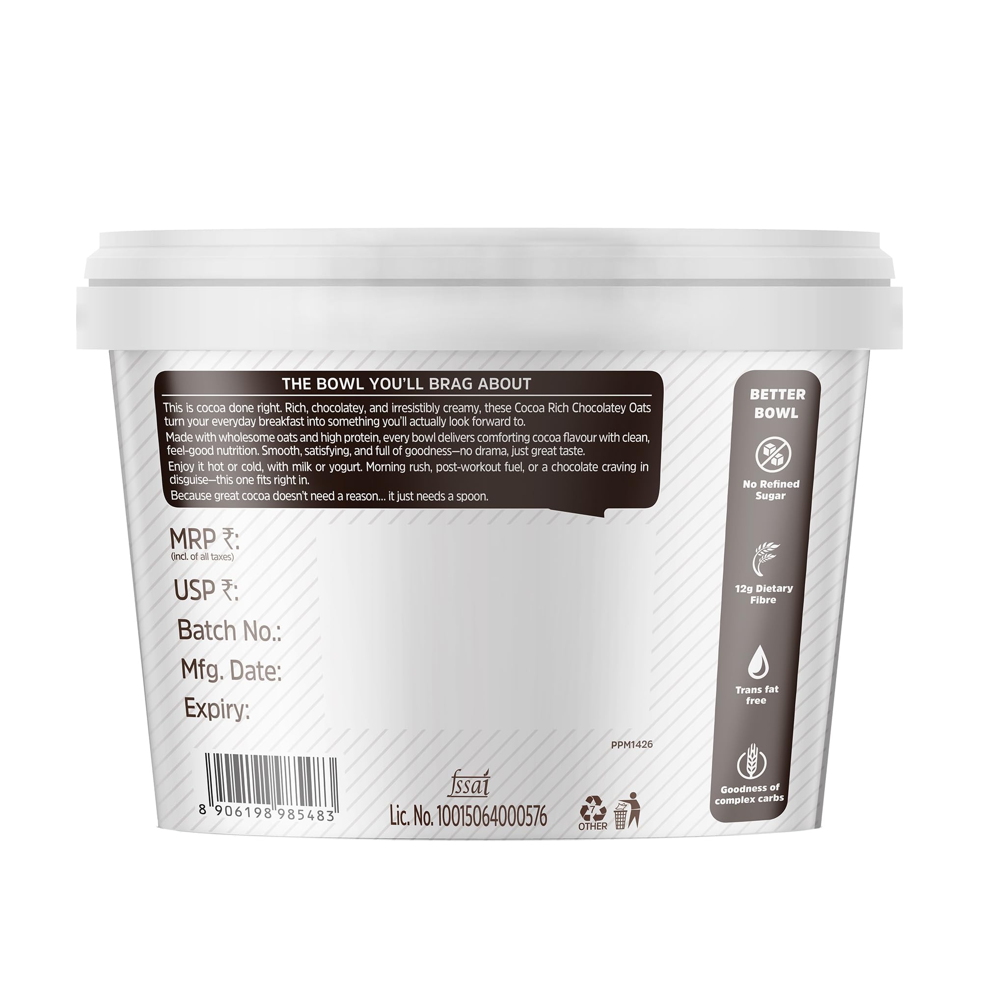MuscleBlaze High Protein Oats with Whey Protein Concentrate, Cocoa Rich Chocolate Flavor, 50g Single Pack - in use