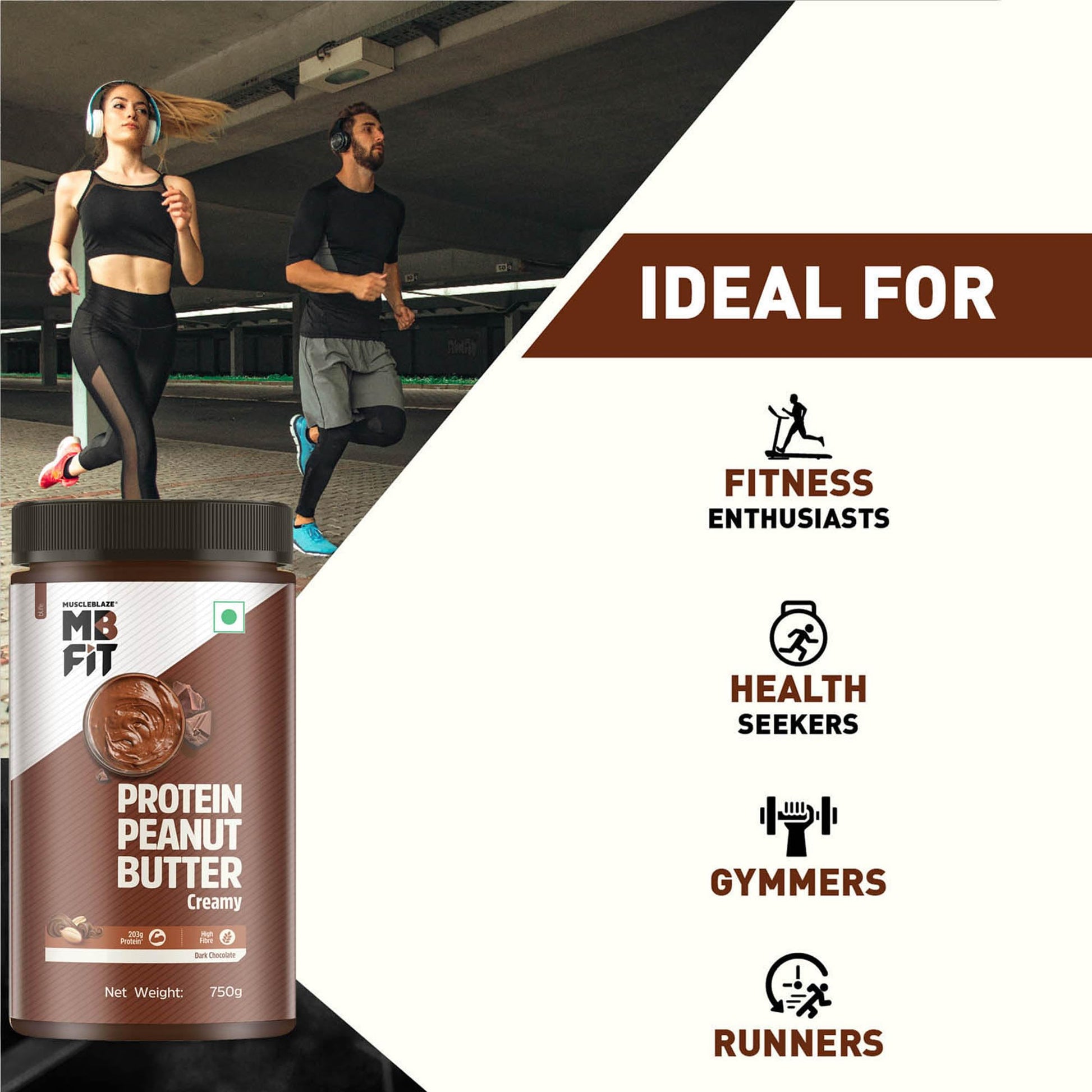 MuscleBlaze High Protein Peanut Butter Dark Chocolate Creamy Spread, Pack of 1 - packaging (11)