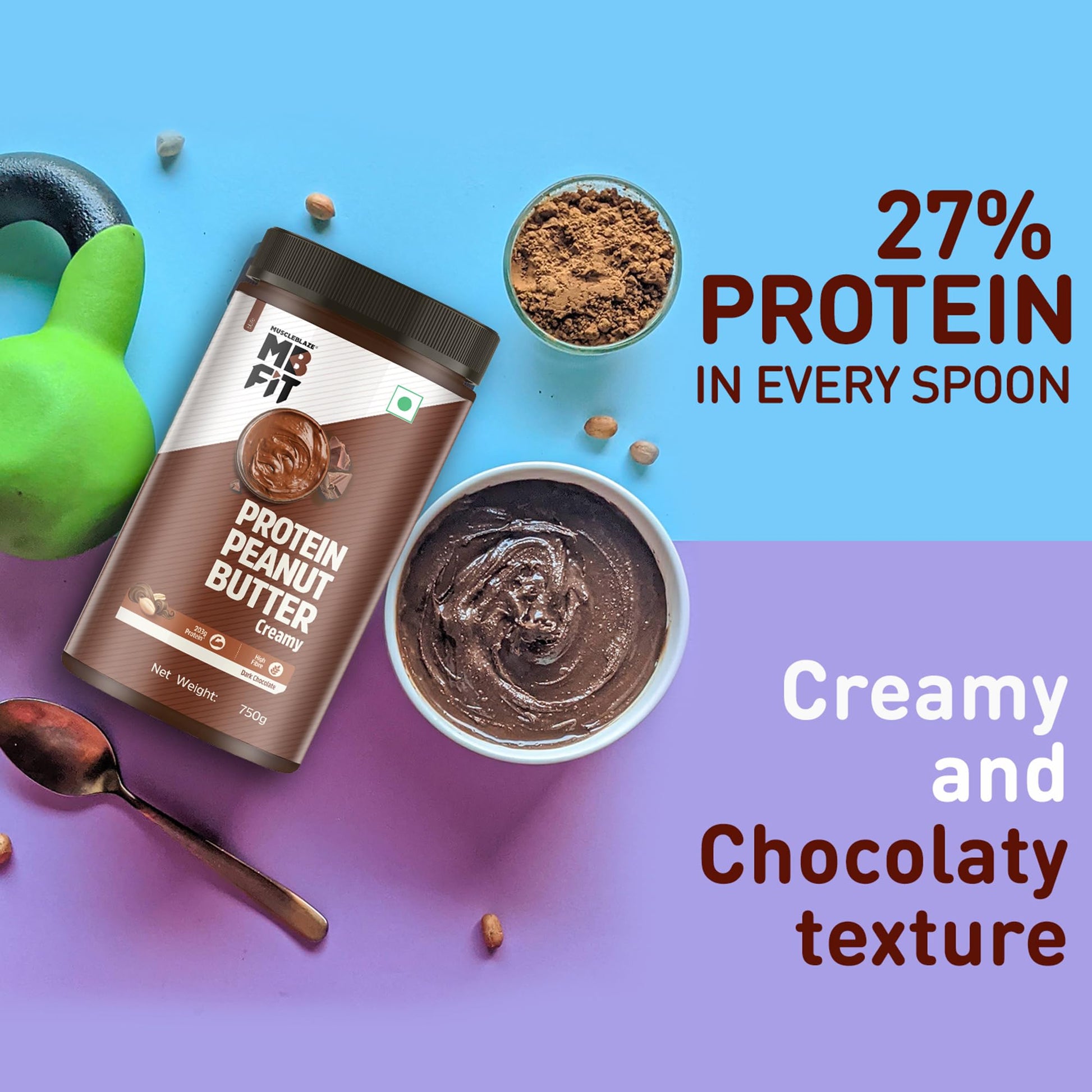 MuscleBlaze High Protein Peanut Butter Dark Chocolate Creamy Spread, Pack of 1 - ingredients panel (13)
