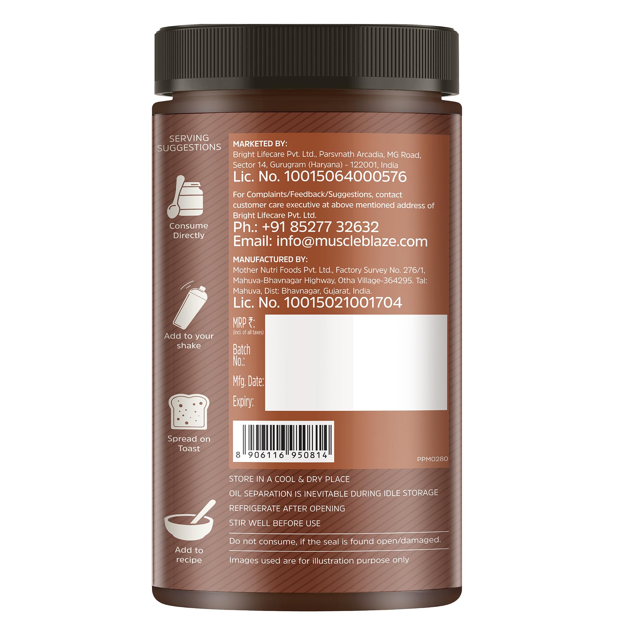 MuscleBlaze High Protein Peanut Butter Dark Chocolate Creamy Spread, Pack of 1 - in use (15)