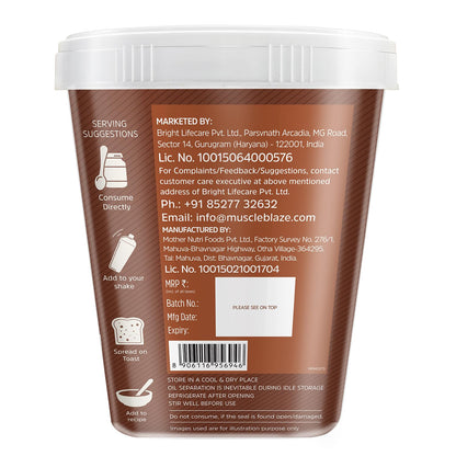 MuscleBlaze High Protein Peanut Butter Dark Chocolate Creamy Spread, Pack of 1 - packaging