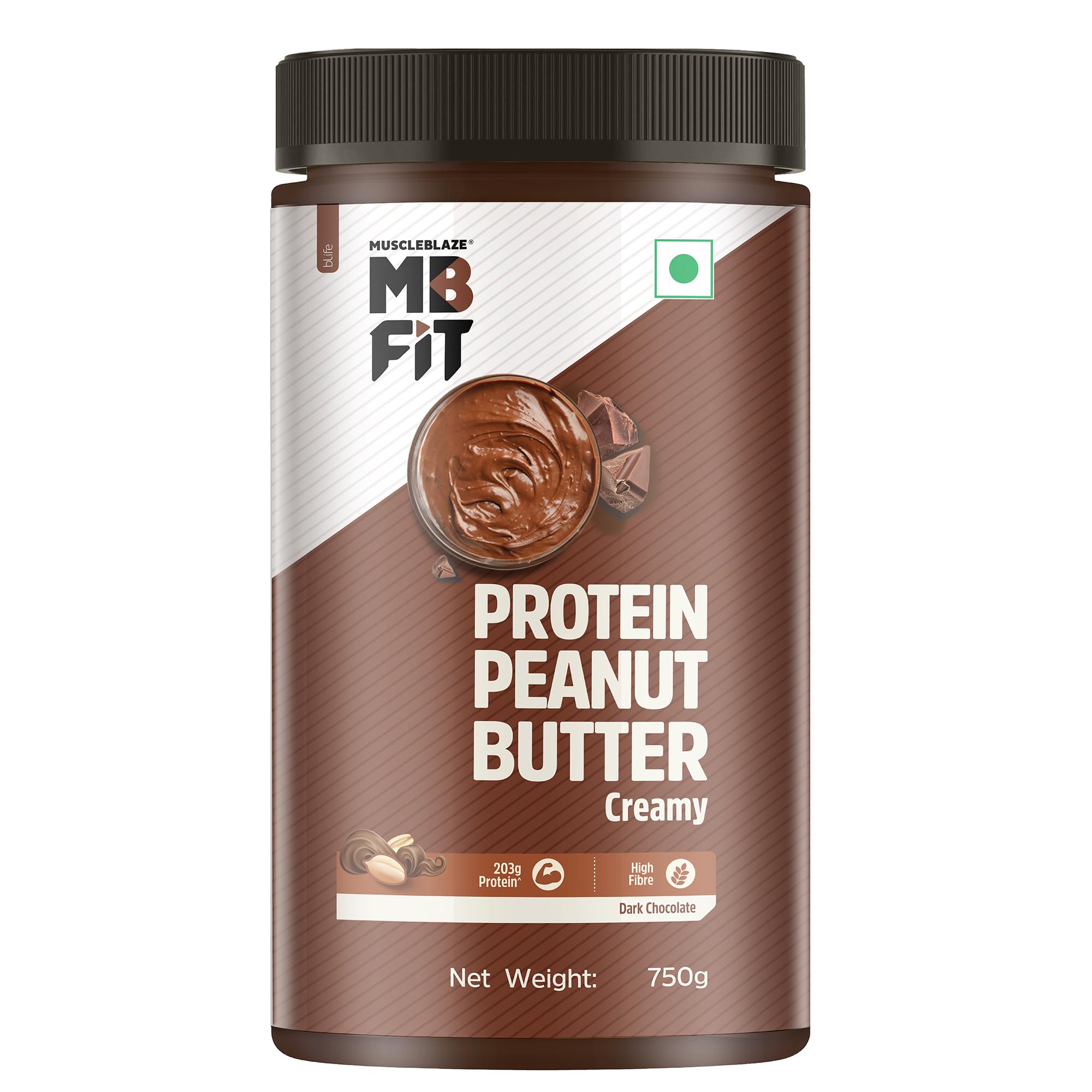 MuscleBlaze High Protein Peanut Butter Dark Chocolate Creamy Spread, Pack of 1 (9)