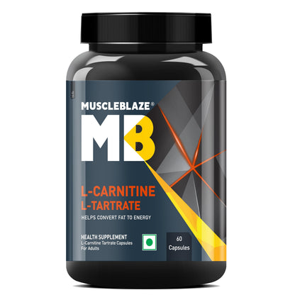 MuscleBlaze L-Carnitine L-Tartrate Carnitine Supplement, 500mg Unflavoured Adult Capsules