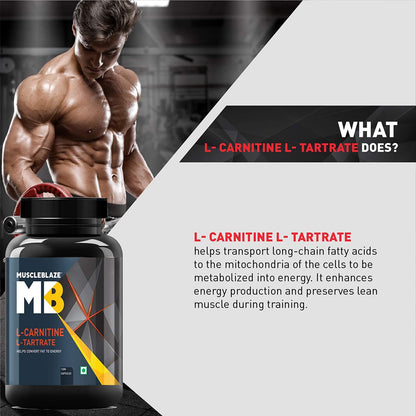 MuscleBlaze L-Carnitine L-Tartrate Carnitine Supplement, 500mg Unflavoured Adult Capsules - label detail (12)