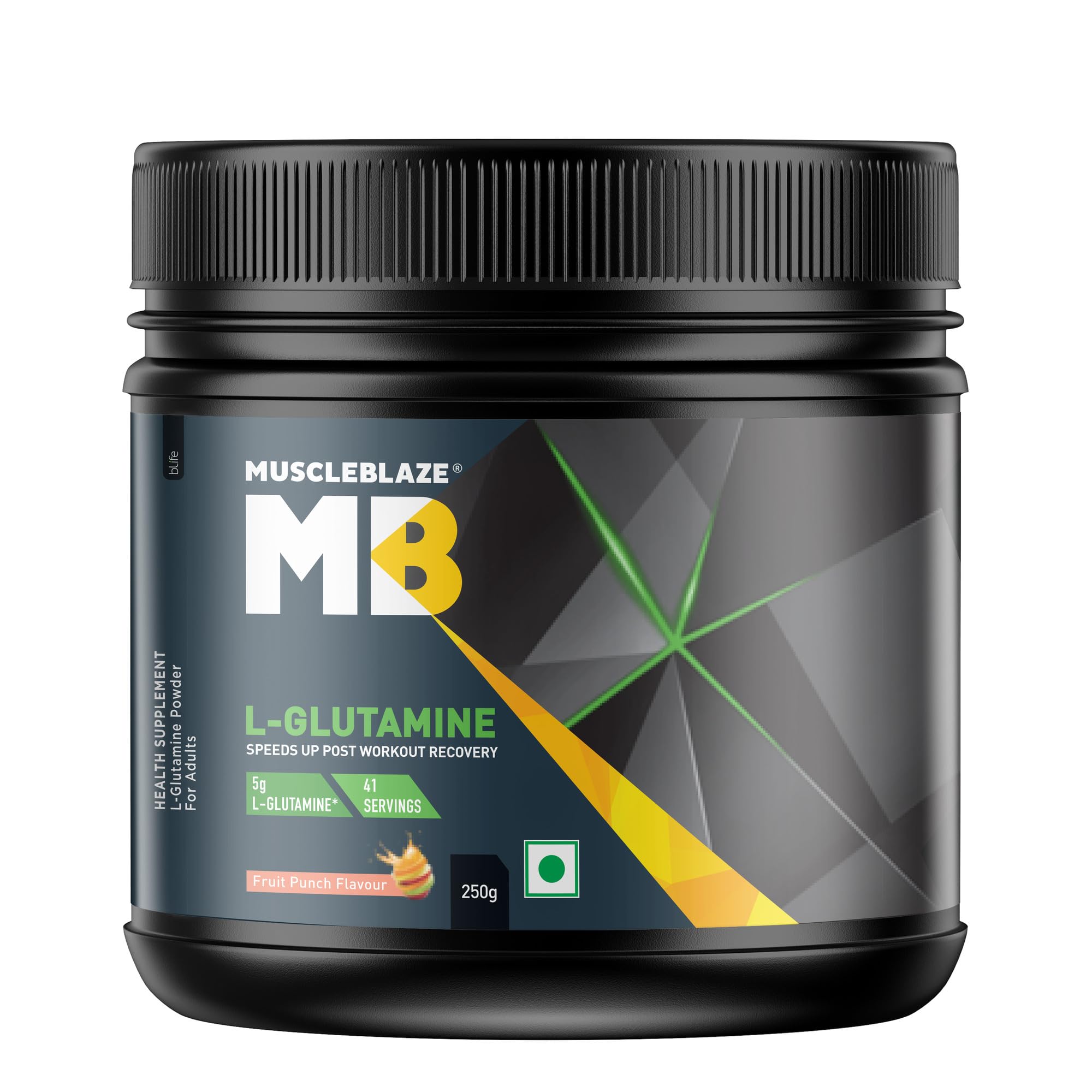 MuscleBlaze L-Glutamine Powder, 250g, 41 Servings, Pack of 1, Unisex Adult Nutritional Supplement