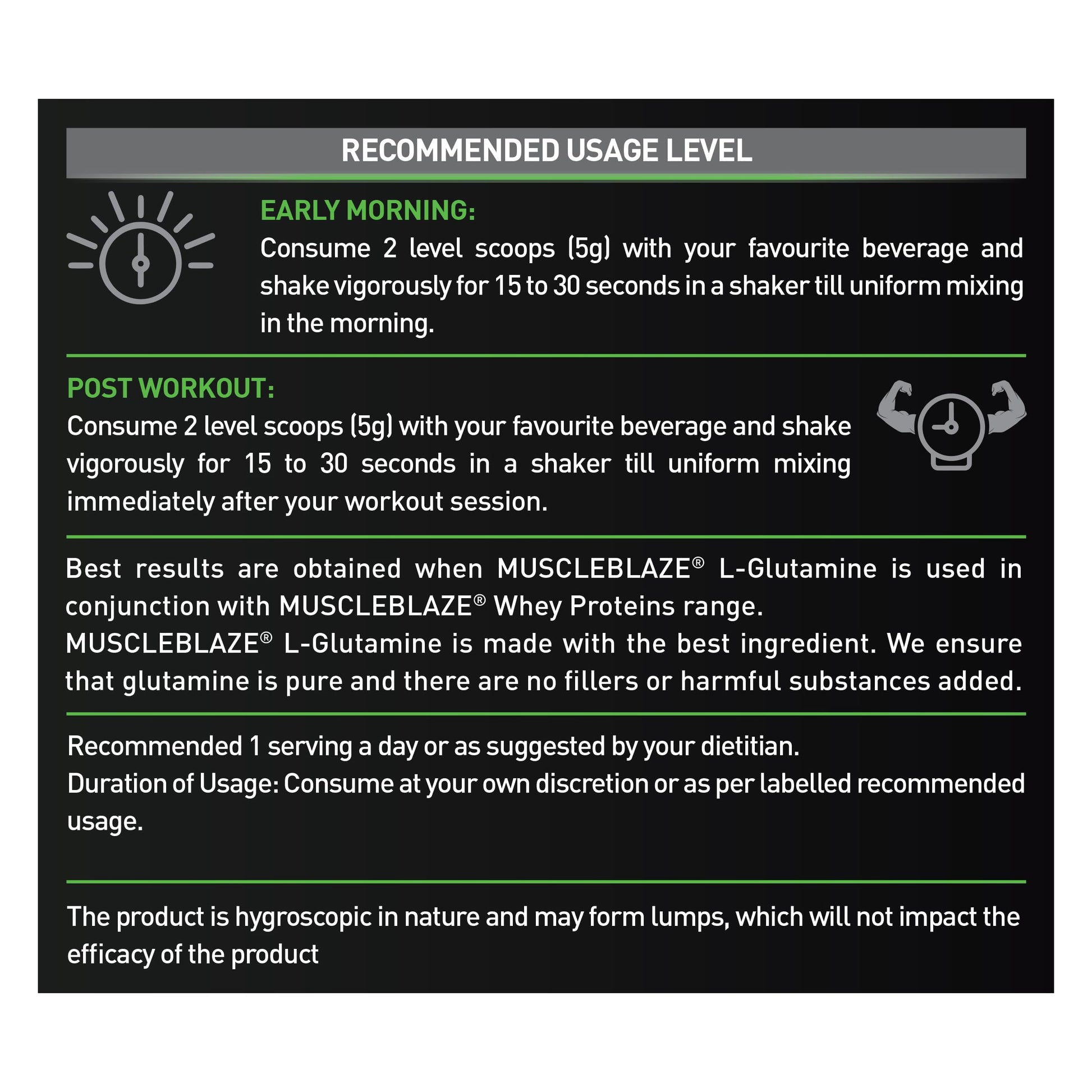 MuscleBlaze L-Glutamine Powder, 250g, 41 Servings, Pack of 1, Unisex Adult Nutritional Supplement - close-up detail (14)