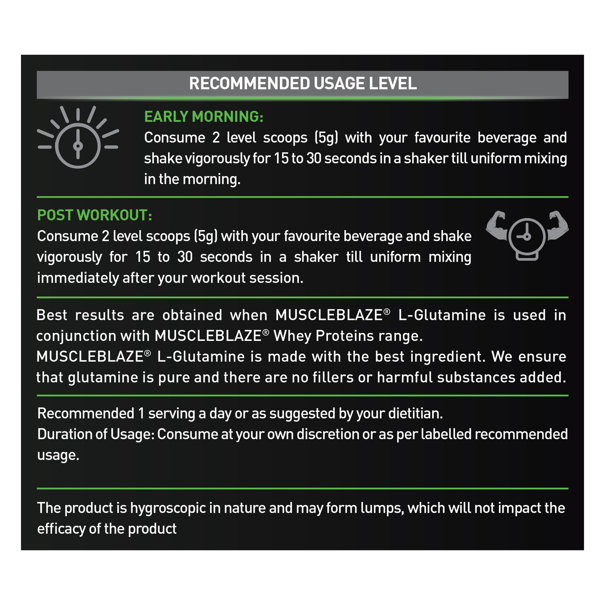 MuscleBlaze L-Glutamine Powder, 250g, 41 Servings, Pack of 1, Unisex Adult Nutritional Supplement - close-up detail (14)