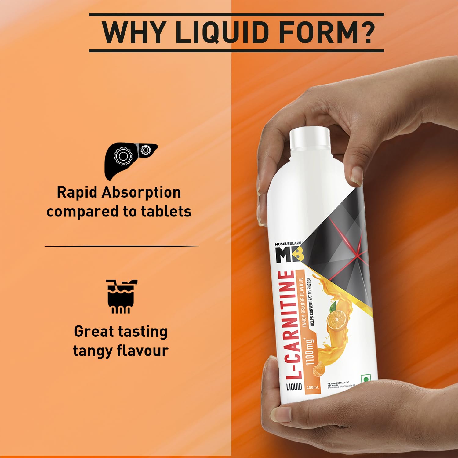 MuscleBlaze Liquid L-Carnitine 1100mg, 450ml, Adult Unisex Nutritional Supplement - label detail (12)