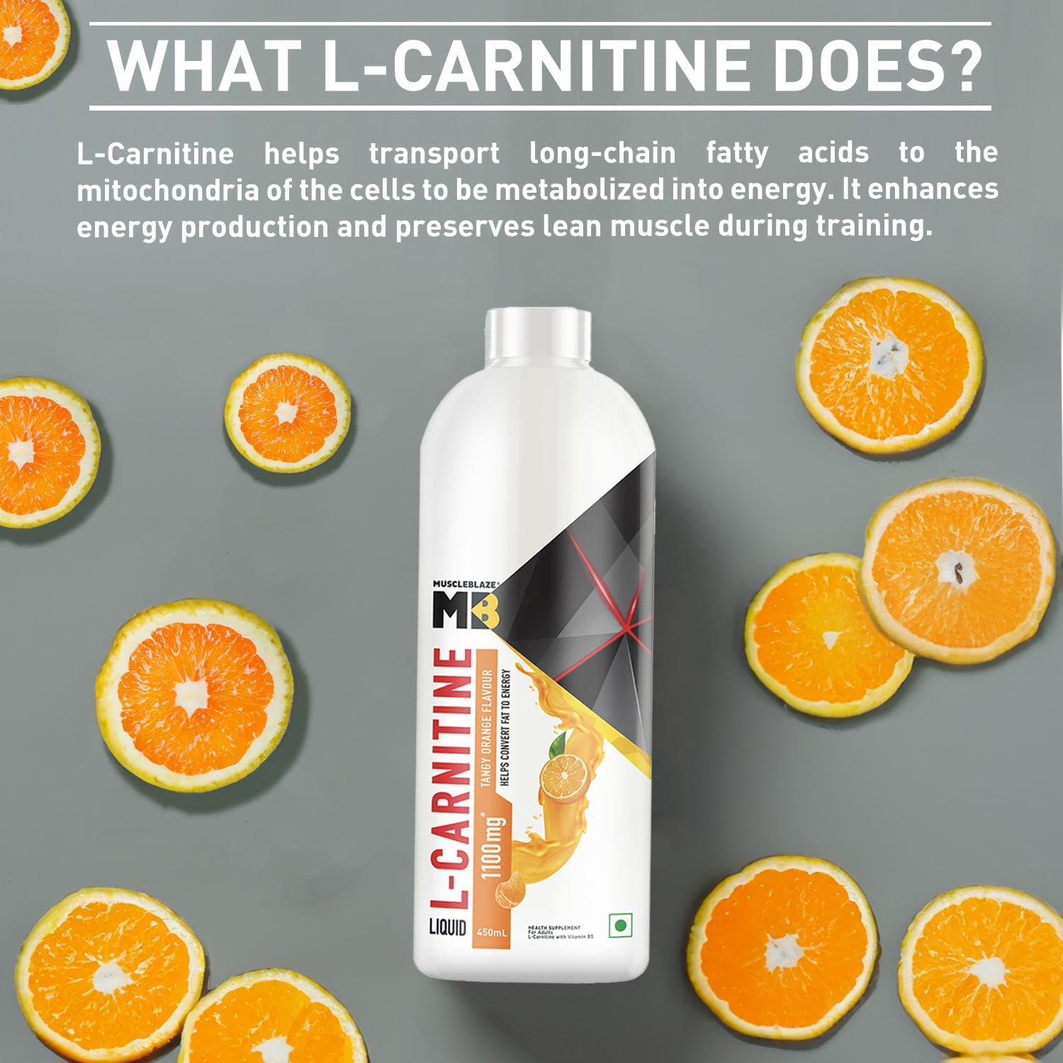 MuscleBlaze Liquid L-Carnitine 1100mg, 450ml, Adult Unisex Nutritional Supplement - ingredients panel (13)