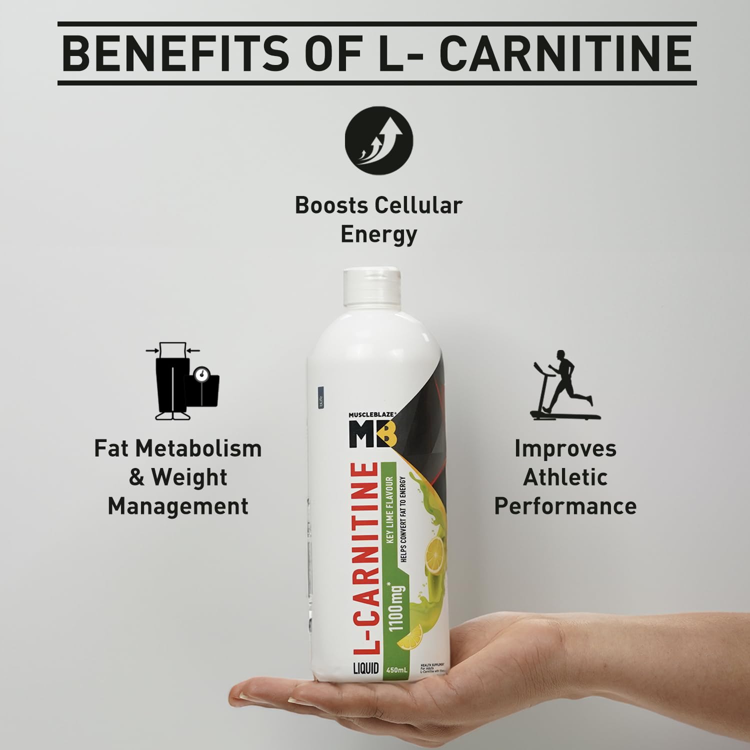 MuscleBlaze Liquid L-Carnitine 1100mg, 450ml, Adult Unisex Nutritional Supplement - ingredients panel