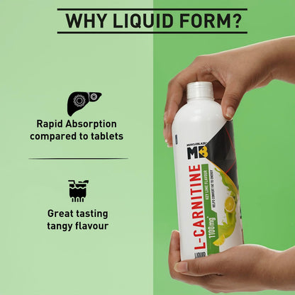 MuscleBlaze Liquid L-Carnitine 1100mg, 450ml, Adult Unisex Nutritional Supplement - close-up detail
