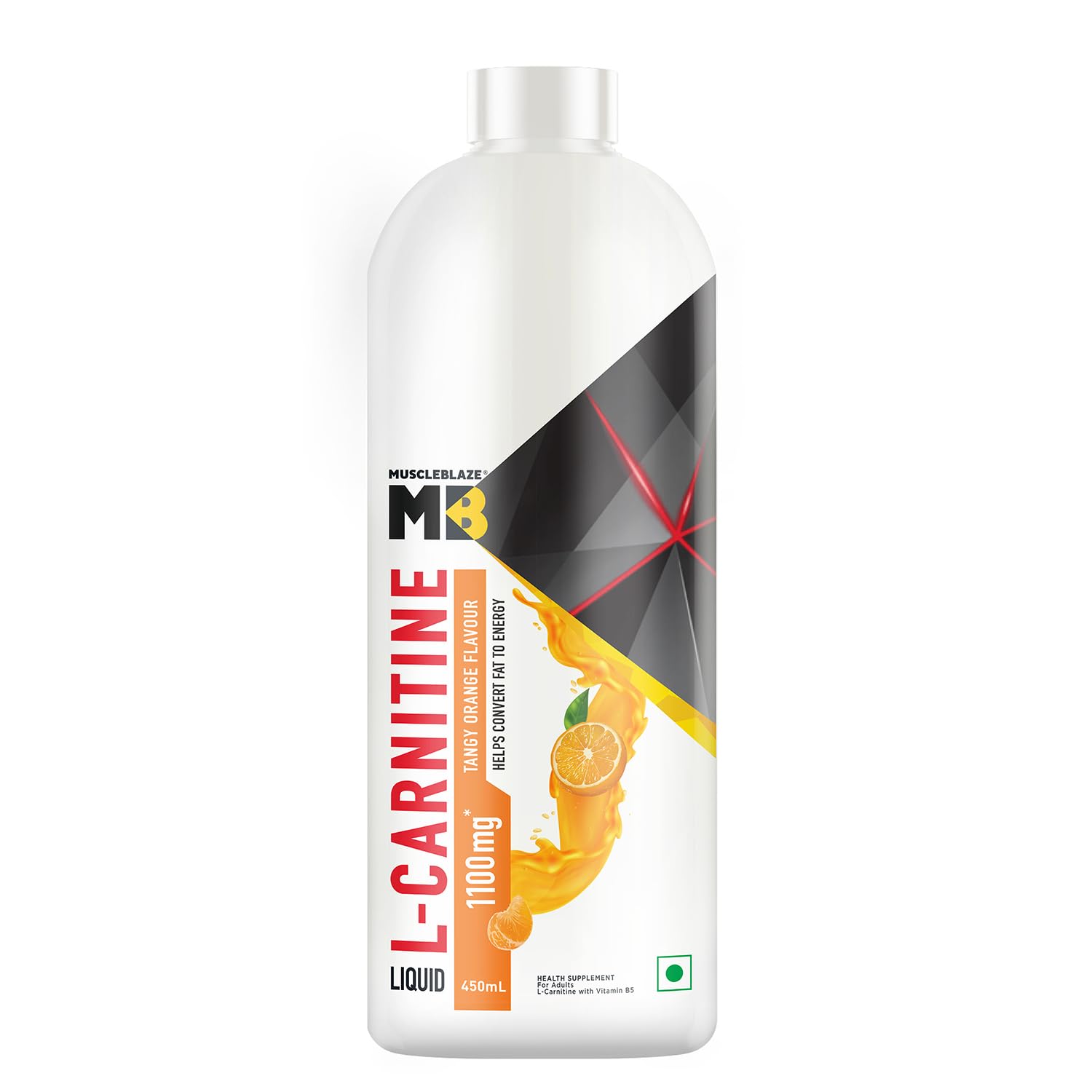 MuscleBlaze Liquid L-Carnitine 1100mg, Tangy Orange, 450ml, 30 Servings