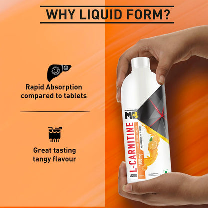 MuscleBlaze Liquid L-Carnitine 1100mg, Tangy Orange, 450ml, 30 Servings - packaging
