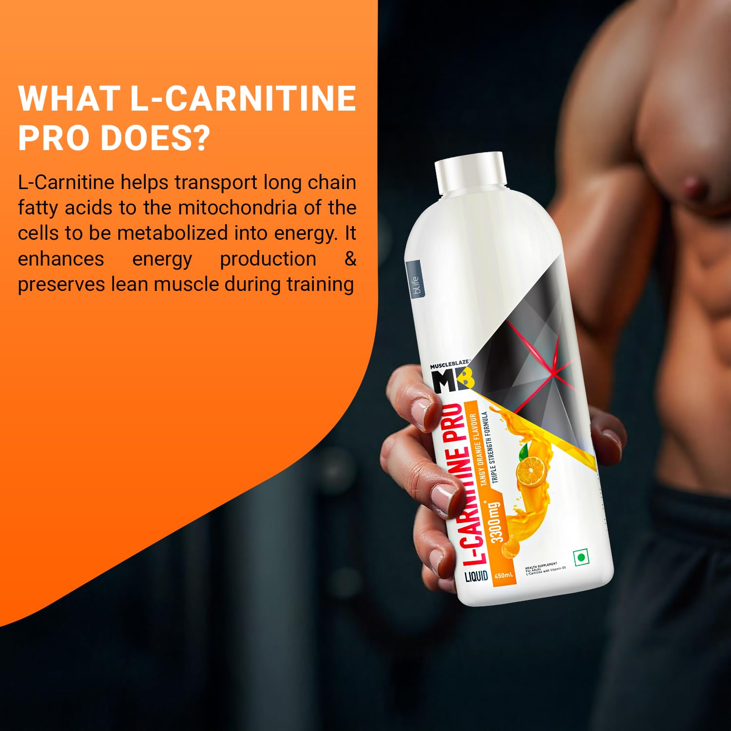 MuscleBlaze Liquid L-Carnitine PRO Nutritional Supplement, 3300mg, 450ml - packaging (11)