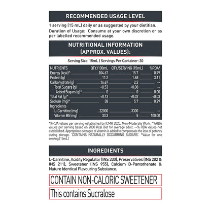 MuscleBlaze Liquid L-Carnitine PRO Nutritional Supplement, 3300mg, 450ml - in use