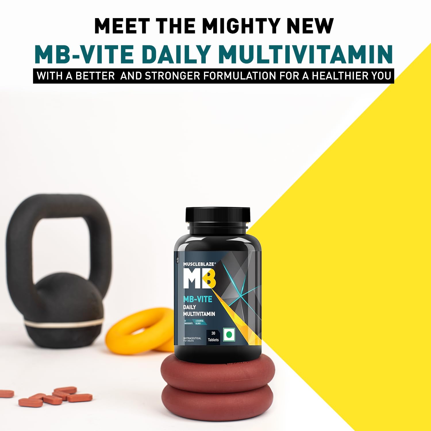 MuscleBlaze MB-Vite Daily Multivitamin, 30 Tablets, 51 Ingredients & 6 Blends, FSSAI & HACCP Certified - front view
