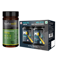 Ashwagandha (60 Tablets) + MB-Vite (30 Tablets) + Fish Oil (30 Capsules)