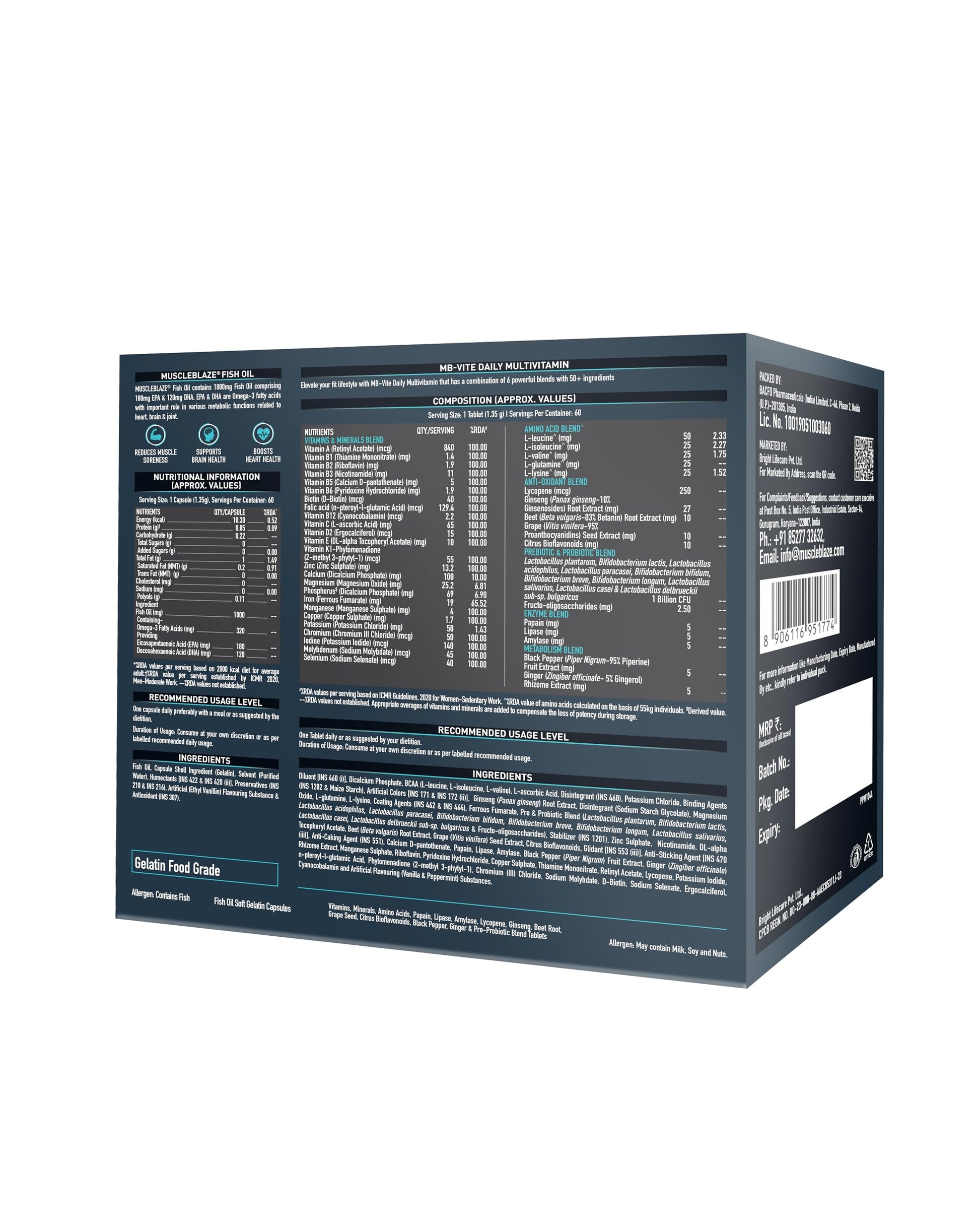 MuscleBlaze MB-Vite Daily Multivitamin, 51 Ingredients, Multivitamin Tablets for Adults - front view (25)