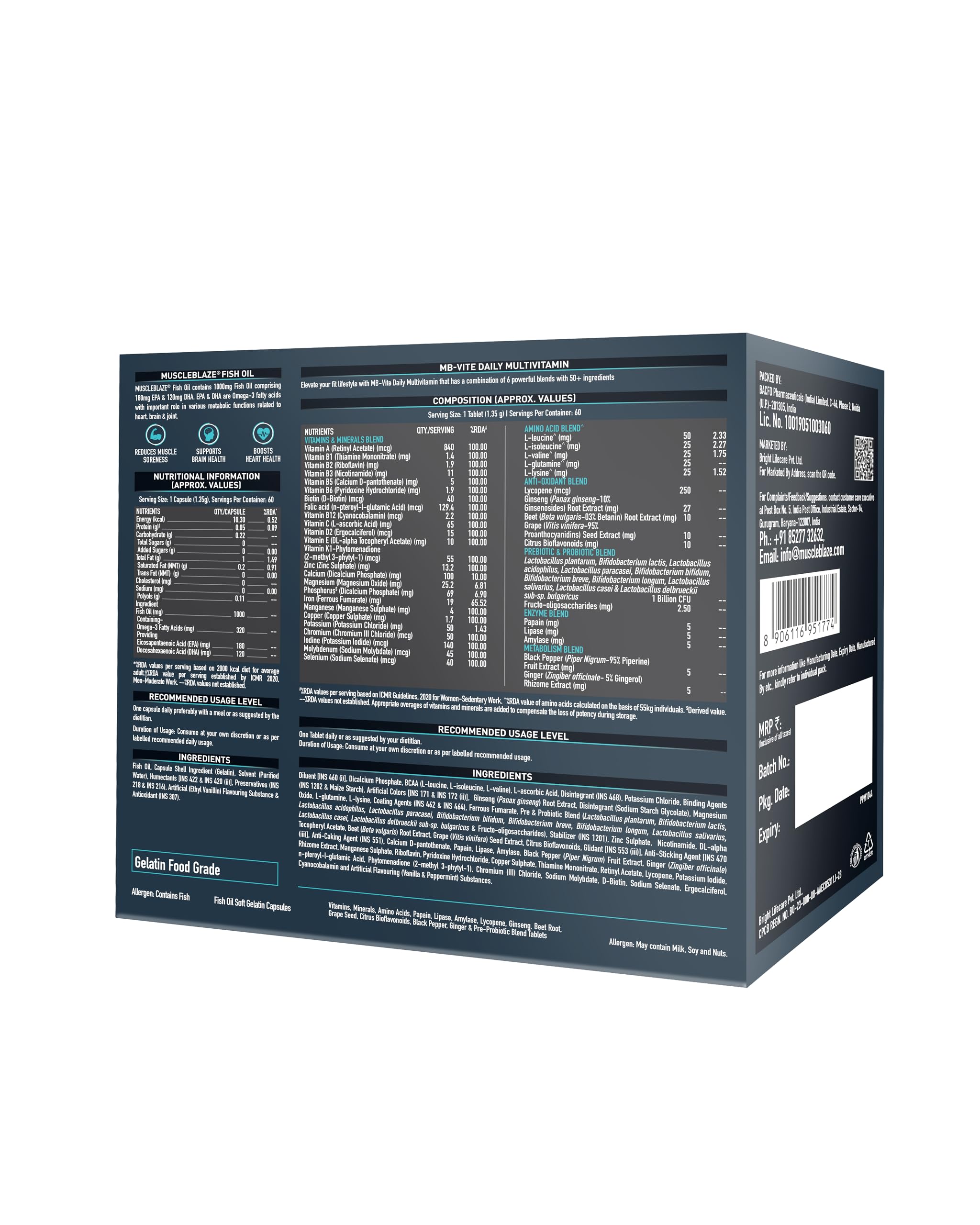 MuscleBlaze MB-Vite Daily Multivitamin, 51 Ingredients, Multivitamin Tablets for Adults - front view (25)