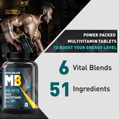 MuscleBlaze MB-Vite Daily Multivitamin, 51 Ingredients, Multivitamin Tablets for Adults - front view (32)