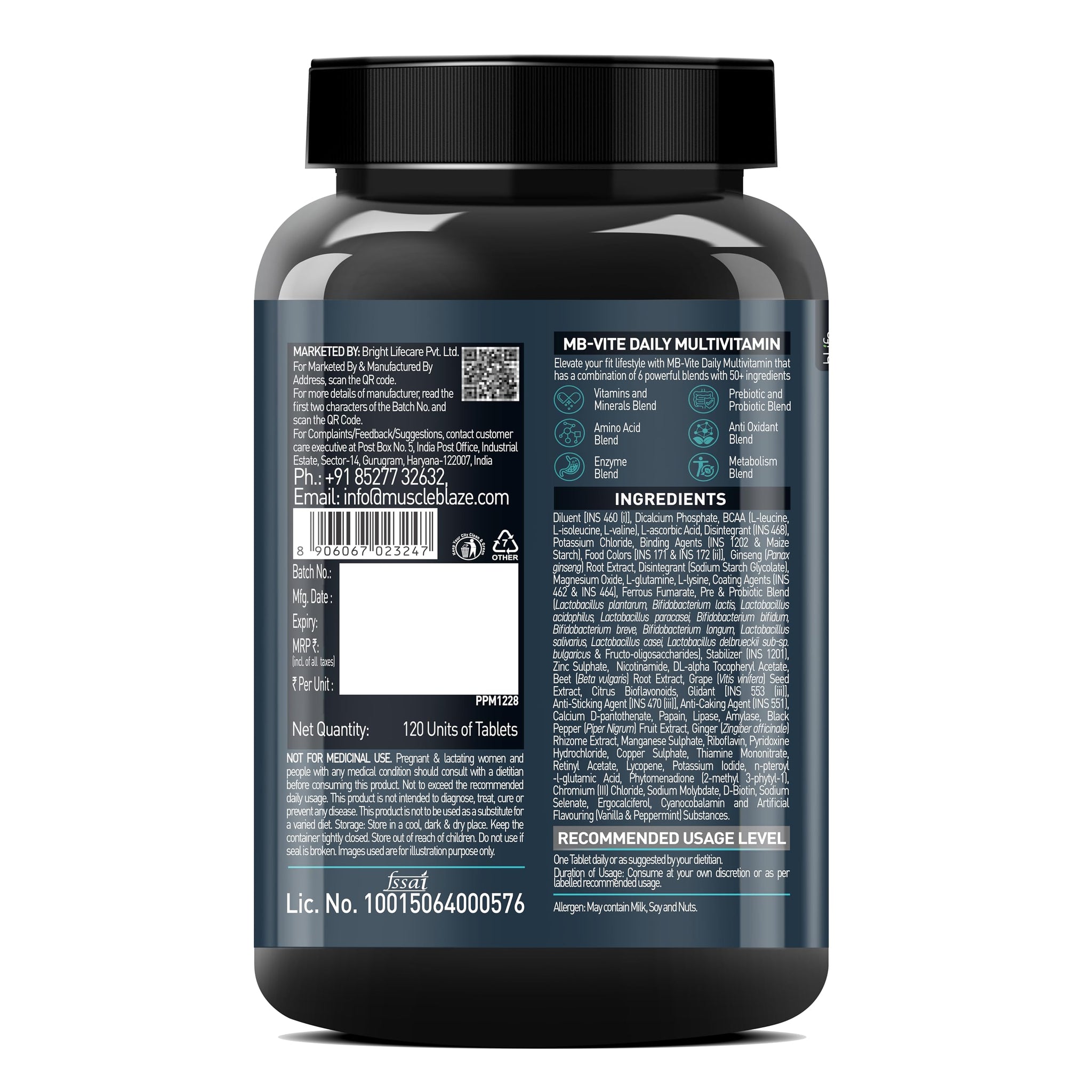 MuscleBlaze MB-Vite Daily Multivitamin, 51 Ingredients, Multivitamin Tablets for Adults - label detail (35)