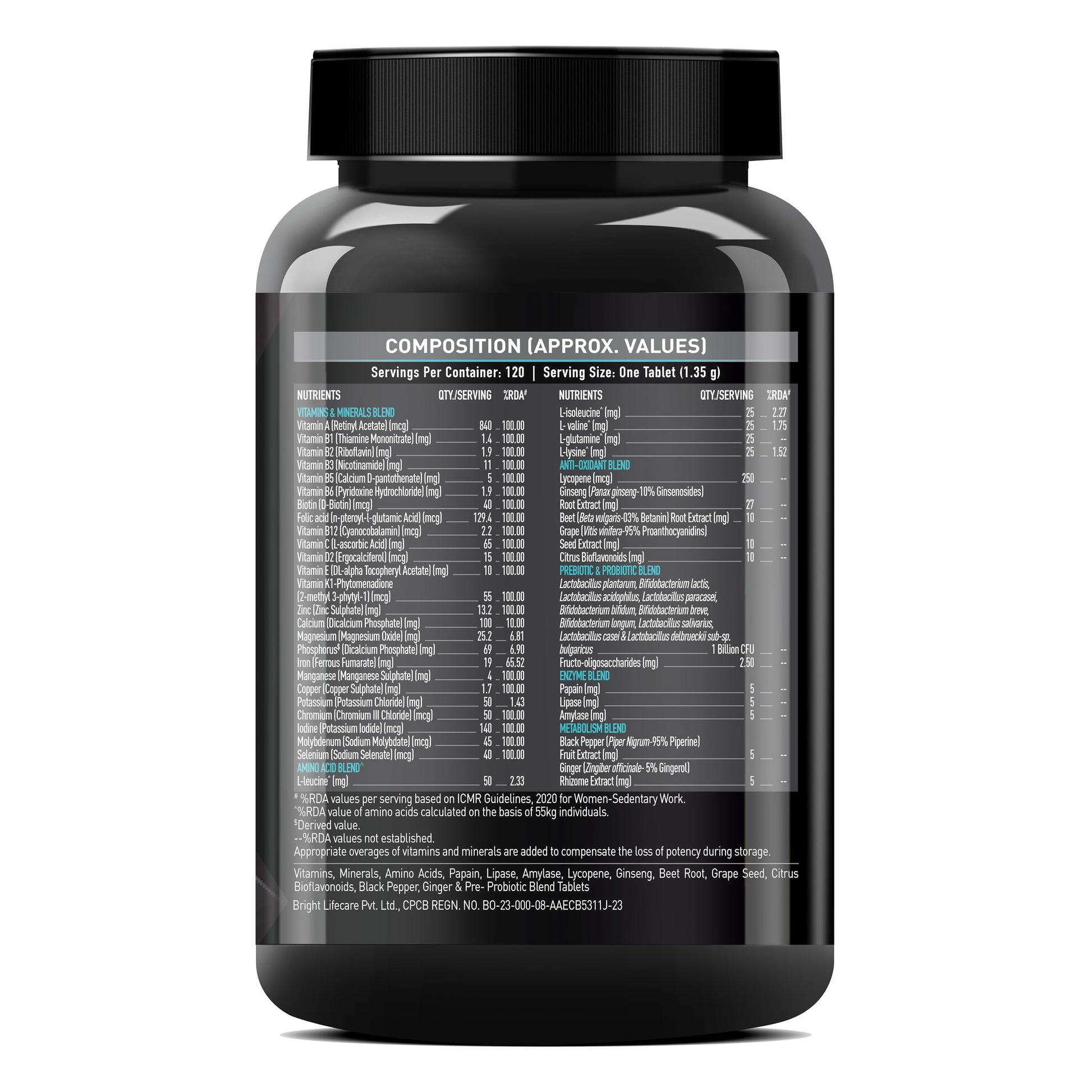 MuscleBlaze MB-Vite Daily Multivitamin, 51 Ingredients, Multivitamin Tablets for Adults - ingredients panel (36)