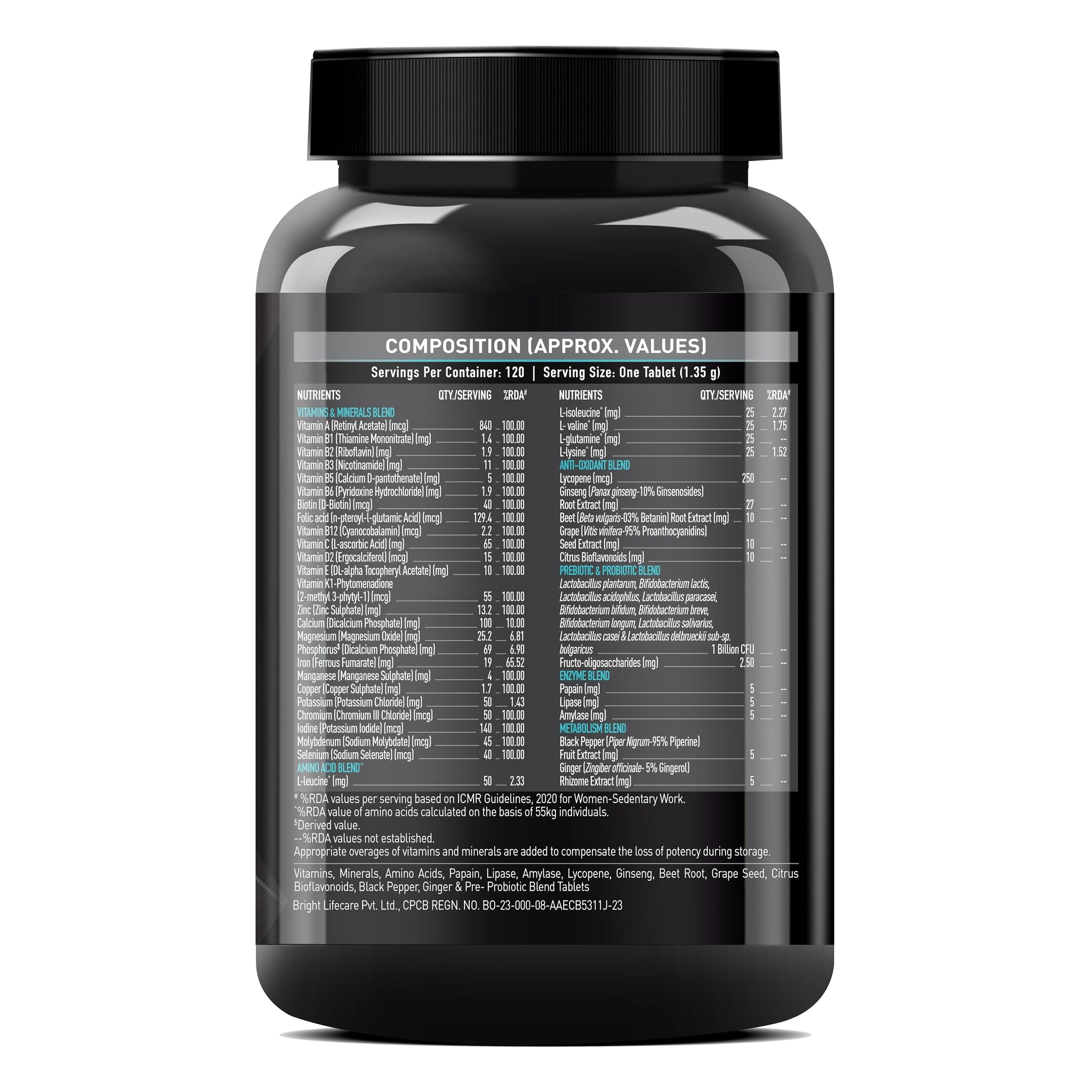 MuscleBlaze MB-Vite Daily Multivitamin, 51 Ingredients, Multivitamin Tablets for Adults - ingredients panel (36)