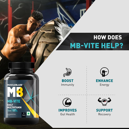 MuscleBlaze MB-Vite Daily Multivitamin, 60 Tablets | 51 Ingredients, 6 Blends | Adult Supplement - label detail
