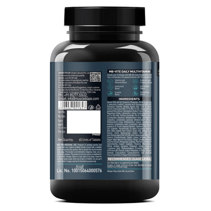MuscleBlaze MB-Vite Daily Multivitamin, 60 Tablets | 51 Ingredients, 6 Blends | Adult Supplement - close-up detail