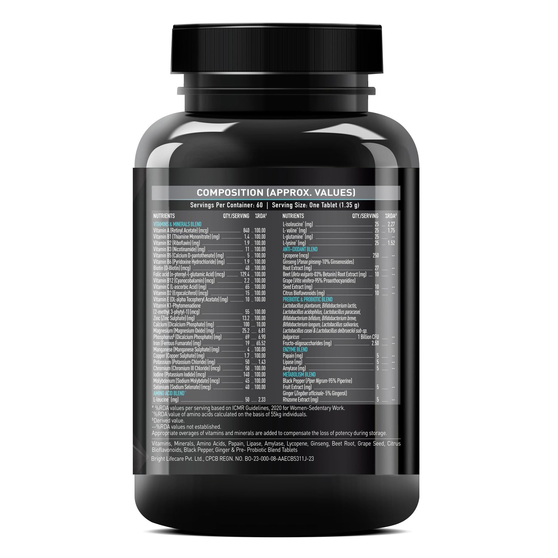 MuscleBlaze MB-Vite Daily Multivitamin, 60 Tablets | 51 Ingredients, 6 Blends | Adult Supplement - in use
